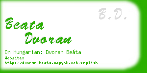 beata dvoran business card
